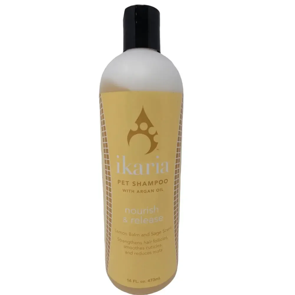 Ikaria Pet Dog Cat Shampoo 16oz Nourish Release Lemon Sage Human Salon Grade